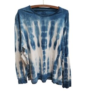 J Crew Mens Shirt Size XL Blue White Tye Dye Long Sleeve Broken In